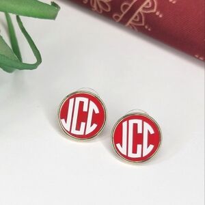 Fornash Earrings Red White "JCC" Monogram